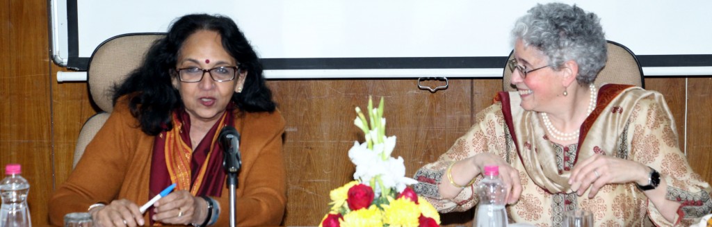 Paula Richman during the talk with Dr. Kavita A. Sharma, President - SAU